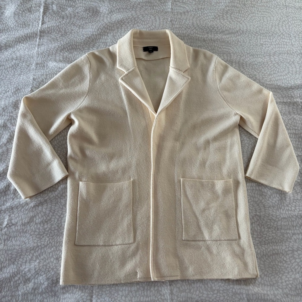 J.Crew 365 Women's Sweater Blazer Ivory Cotton Merino
Wool Blend  Size M
